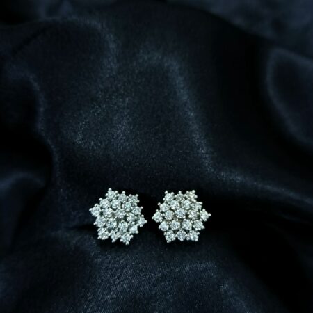 Elegant Diamond Look Floral Cluster Stud Earrings | Timeless Sparkle Design