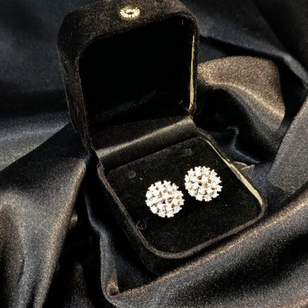 Premium Diamond Look Round Cluster Stud Earrings | Luxury Sparkle Finish