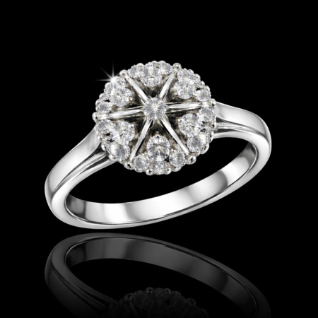 Diamond Look Cluster Ring in White Gold – Starburst Diamond Ring Design