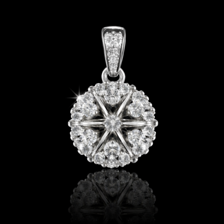 Diamond Look Starburst Pendant Necklace in White Gold – Premium Diamond Jewelry