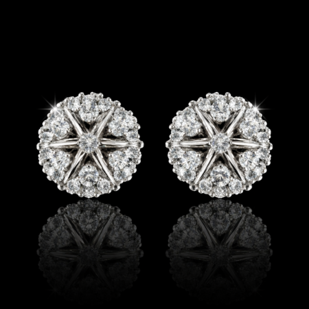 Diamond Look Starburst Stud Earrings in White Gold – Luxury Sparkle